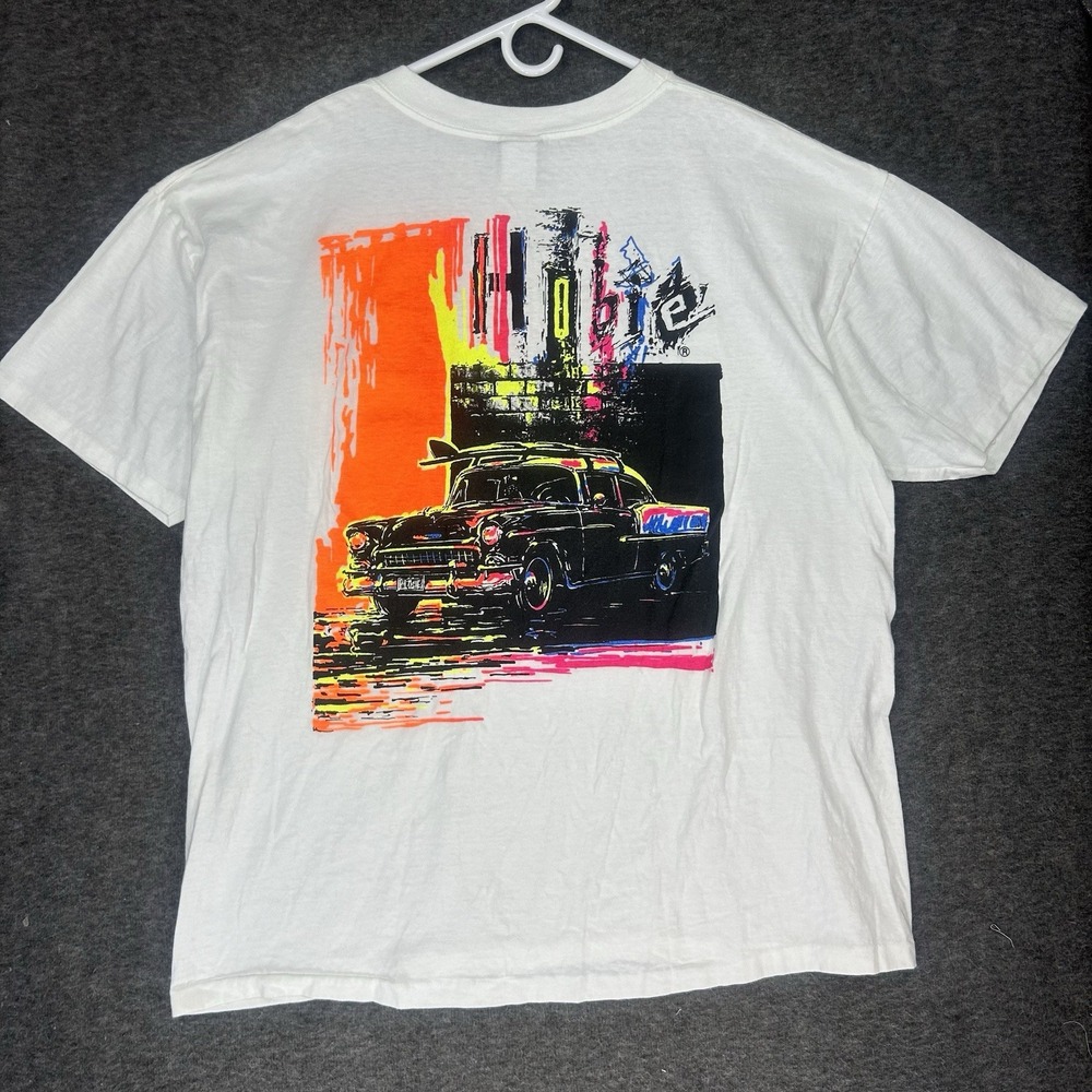 Vintage Hobie T-Shirt 1X Big & Tall‎ White Single Stitch Car Surf Graphic Tee